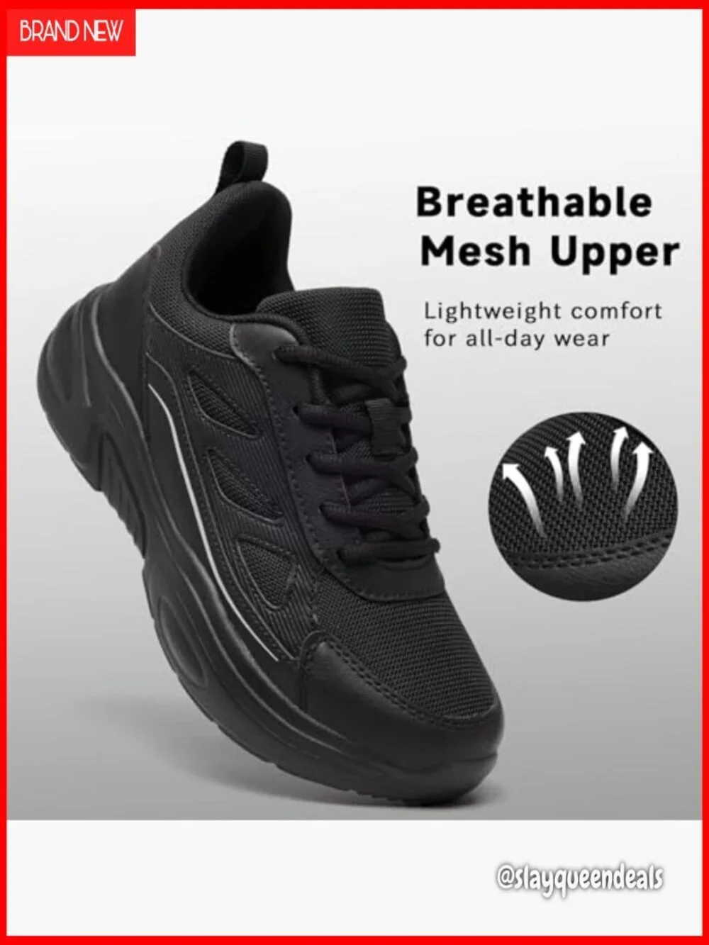 Non-Slip Athletic Sneakers for Work, Walking, Gym - Lightweight Breathable